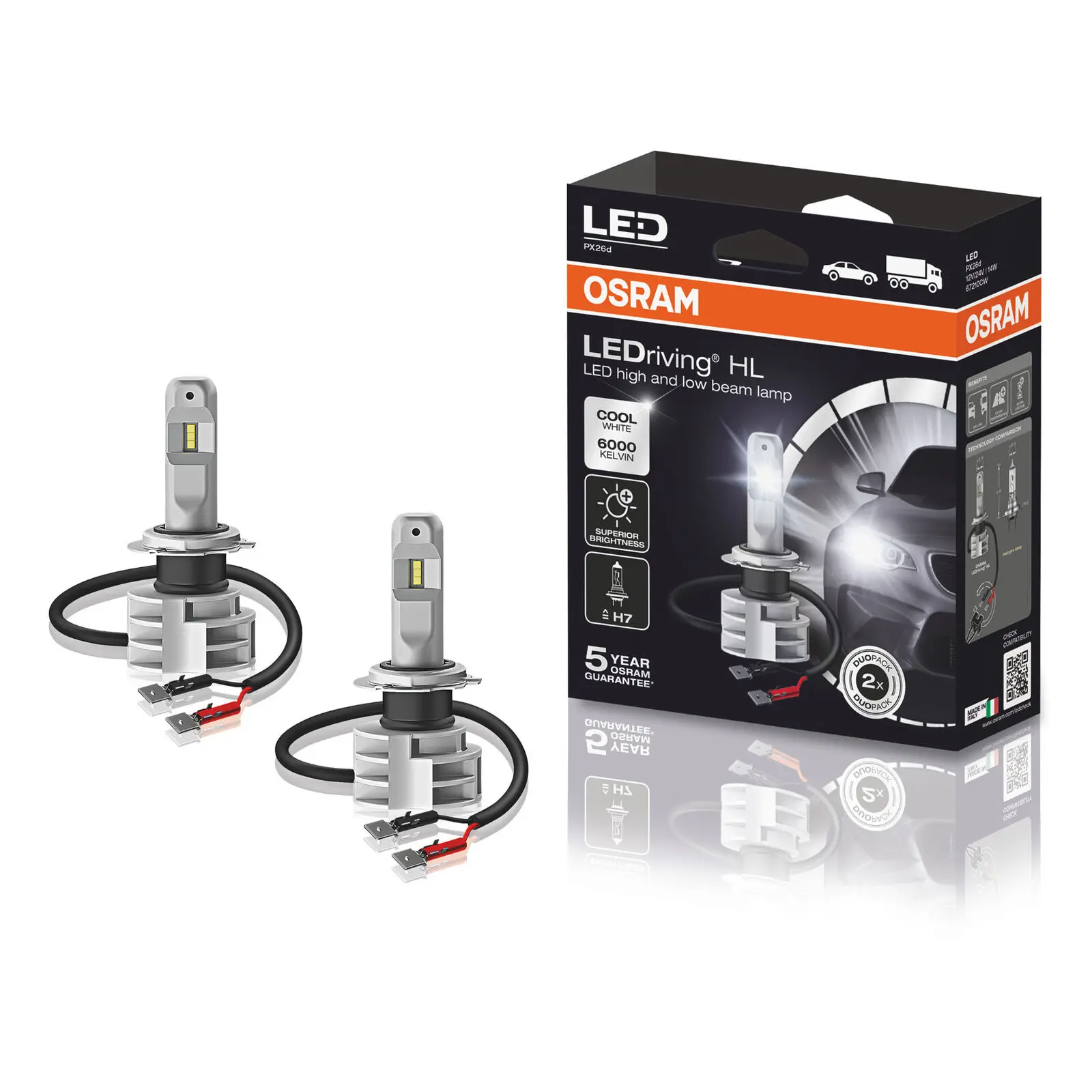 LED Pære H7 Osram LEDriving HL Gen2 - sett 2 stk. Image 1