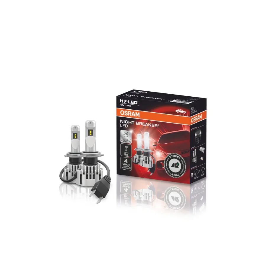 LED Pære H7 Osram Night Breaker +230%  - sett 2 stk. Image 1