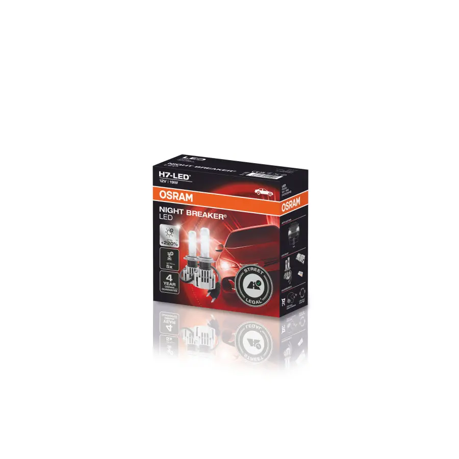 LED Pære H7 Osram Night Breaker +230%  - sett 2 stk. Image 2