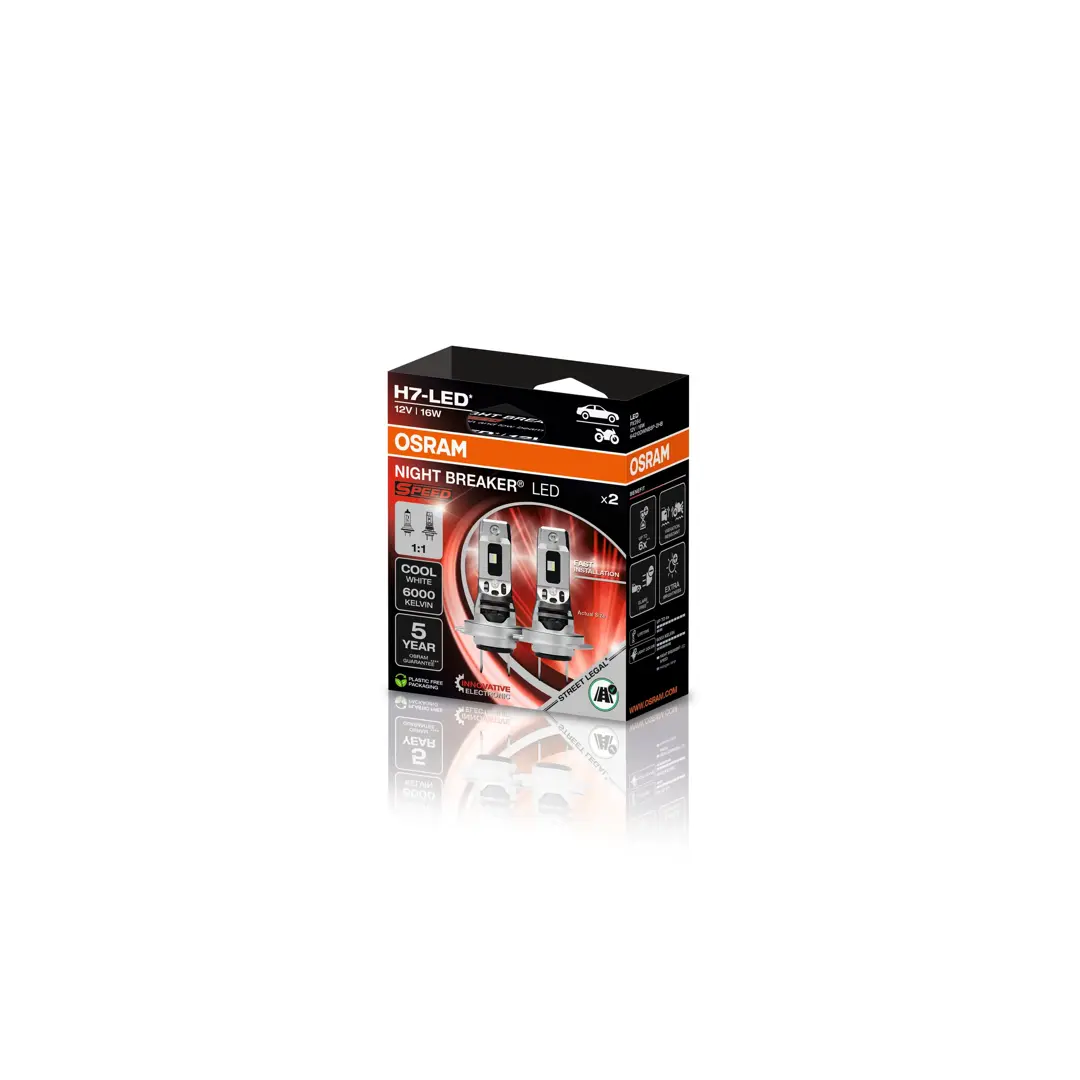 LED Pære H7 Osram Night Breaker Speed + 230% │ CANbus ECE R112 Godkjent - sett 2 stk. Image 3