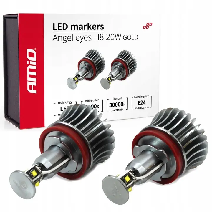 LED Pære H8 BMW Angel Eyes 20W  - sett 2 stk. │ Gold SMD High Power 5600K Image 1