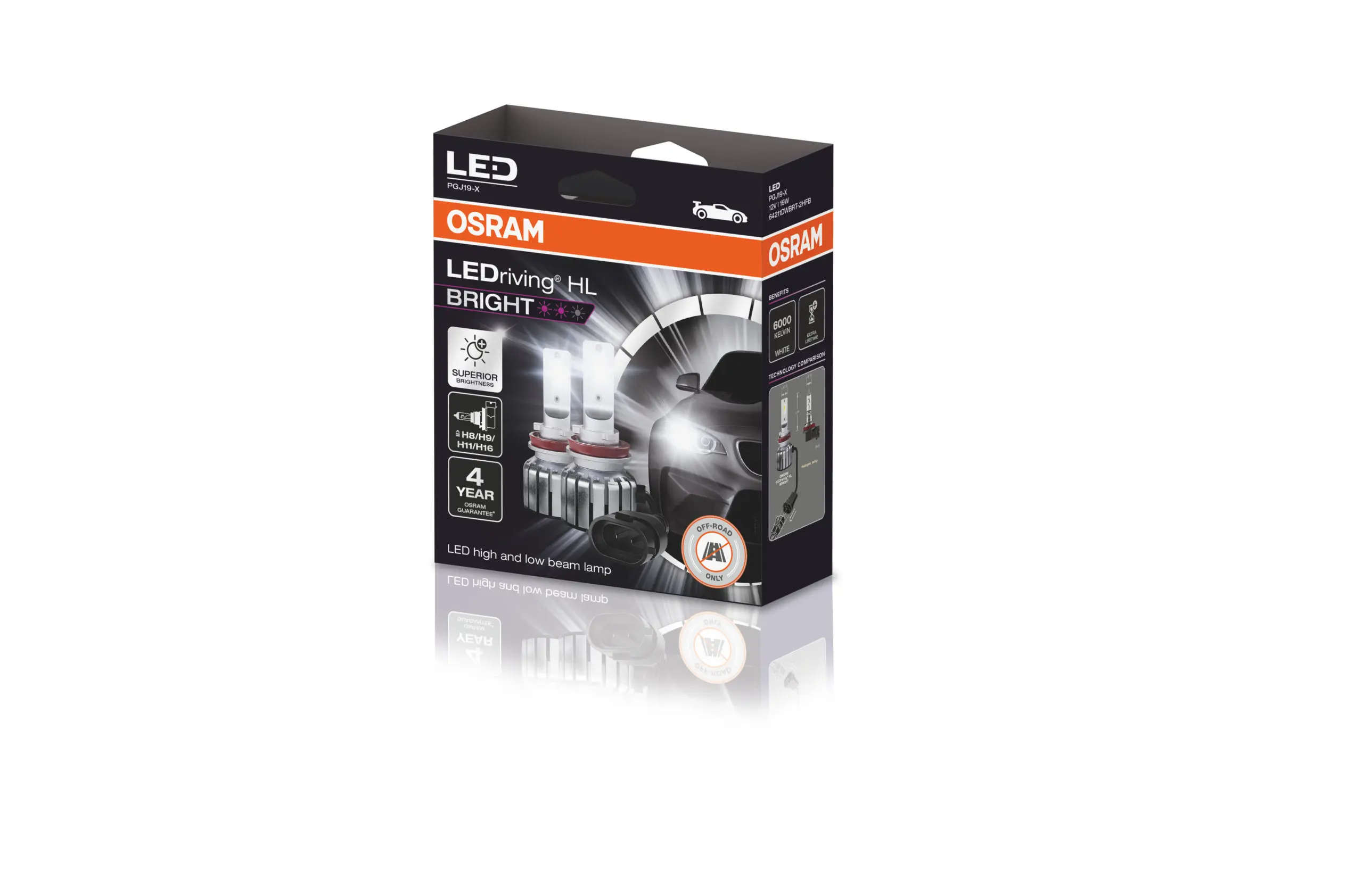 LED Pære H8 / H11 / H16 Osram LEDriving HL Bright +300%  - sett 2 stk. – bilde 4