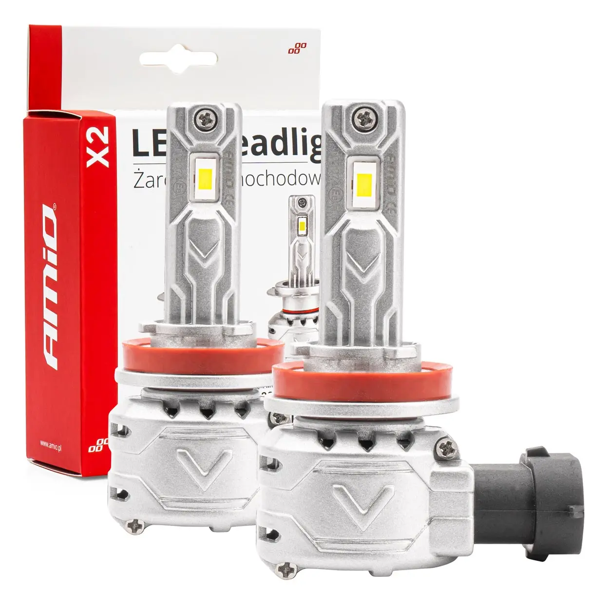 LED Pære H8 / H9 / H11 AMiO X2 Series +400% │ CANbus - sett 2 stk.
