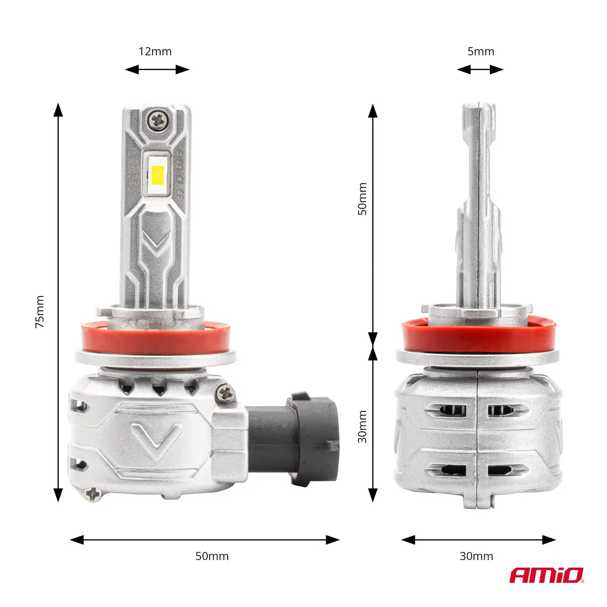 LED Pære H8 / H9 / H11 AMiO X2 Series +400% │ CANbus - sett 2 stk. – bilde 3