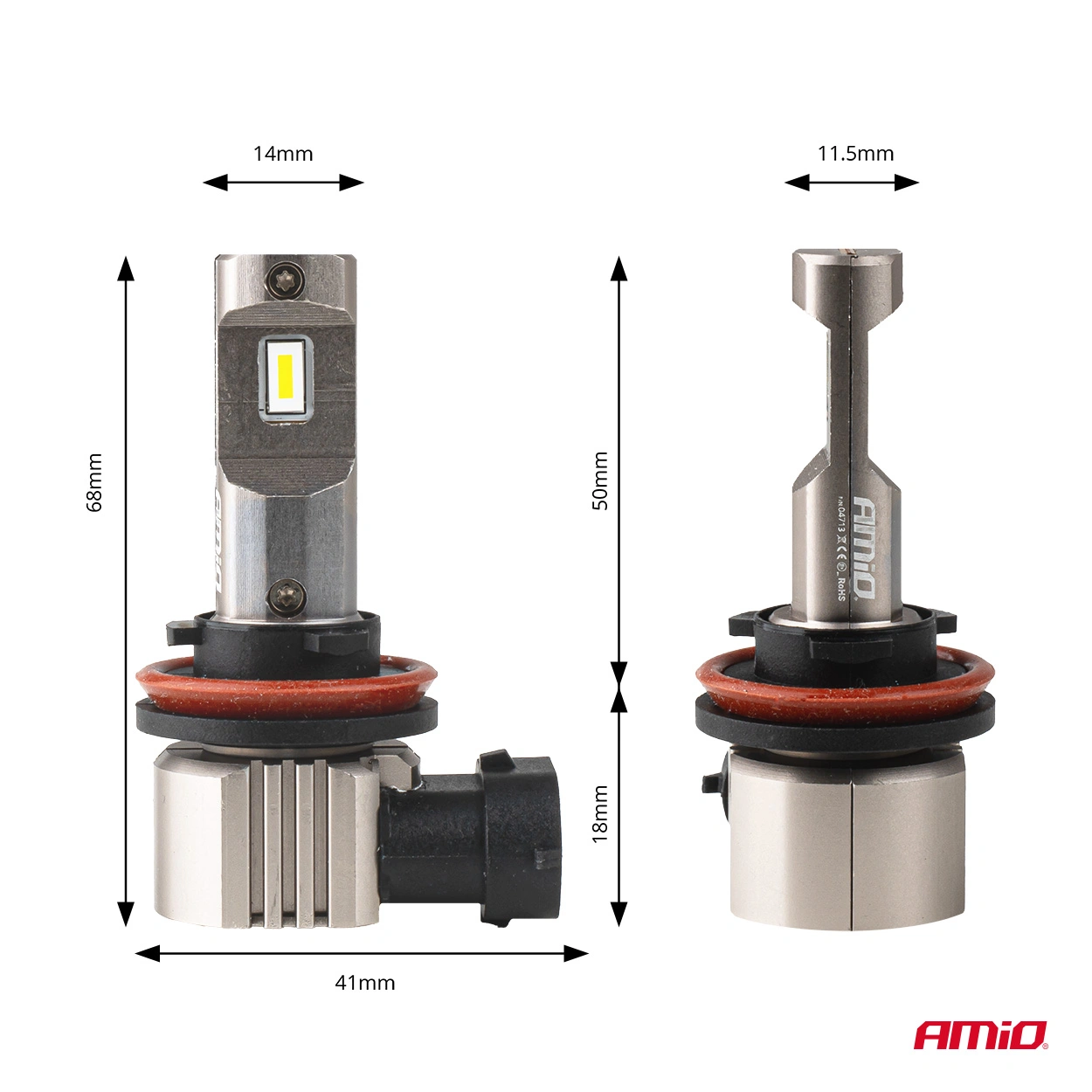 LED Pære H8 / H9 / H11 / H16 AMiO H25 Series CSP Chip LED 6000K │ CANbus Plug&Play EasyFit  - sett 2 stk. – bilde 9