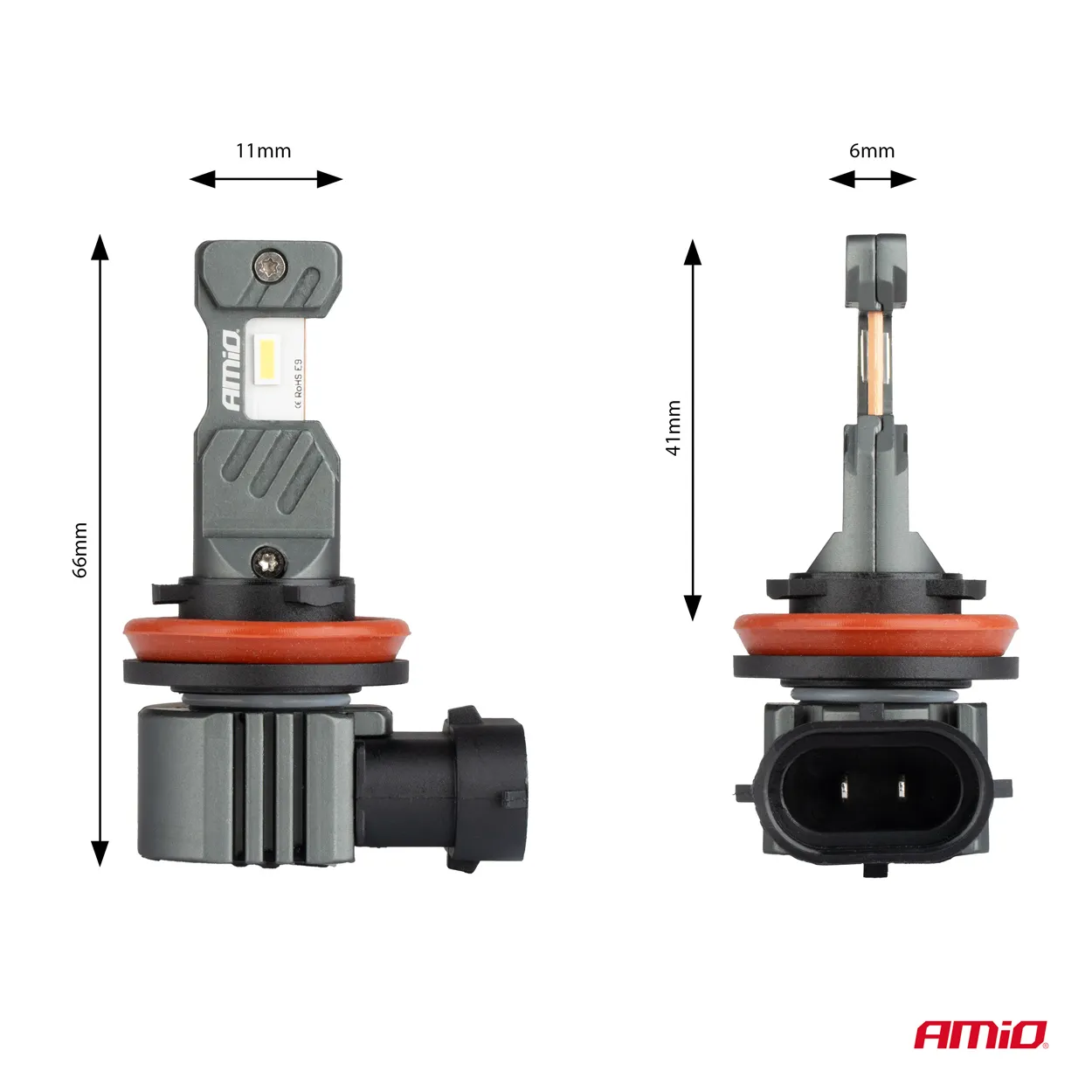 LED Pære H8 / H9 / H11 / H16 AMiO Hybrid Series CSP Chip LED 6000K │ CANbus Plug&Play EasyFit  - sett 2 stk. Image 4