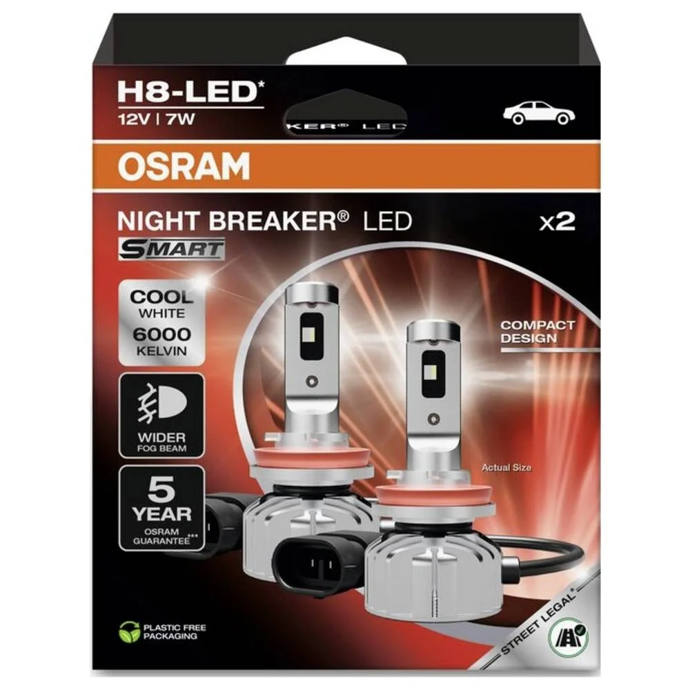 LED Pære H8 Osram Night Breaker LED Smart  6000K │ ECE R112 Godkjent - CANbus Plug&Play EasyFit  800 lm  - sett 2 stk. – bilde 2