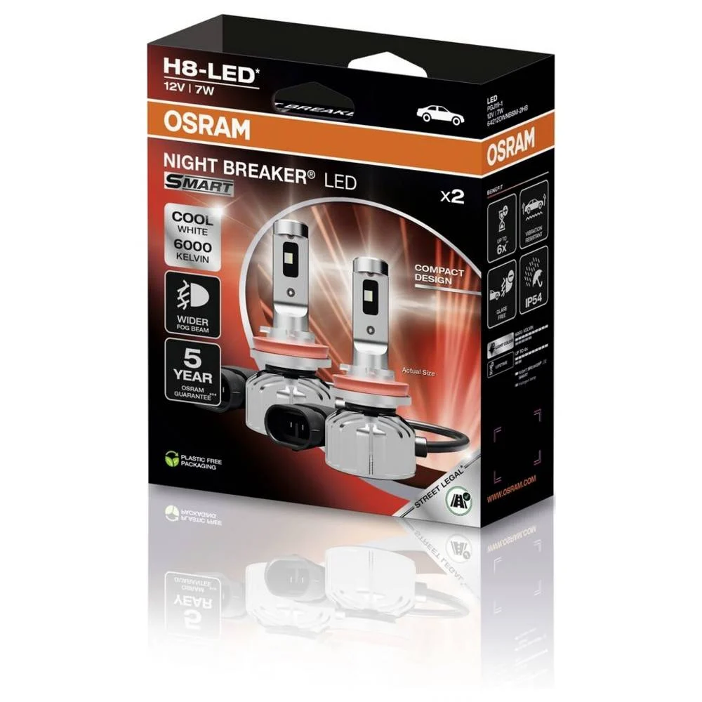 LED Pære H8 Osram Night Breaker LED Smart  6000K │ ECE R112 Godkjent - CANbus Plug&Play EasyFit  800 lm  - sett 2 stk. – bilde 3
