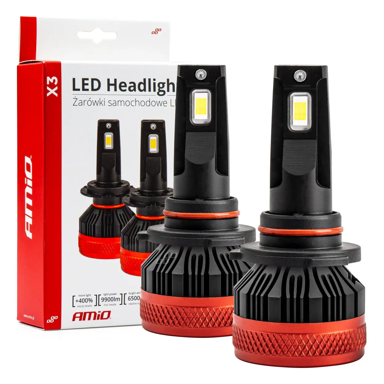 LED Pære HB3 9005 AMiO X3 Series +400% │ CANbus - sett 2 stk. Image 1