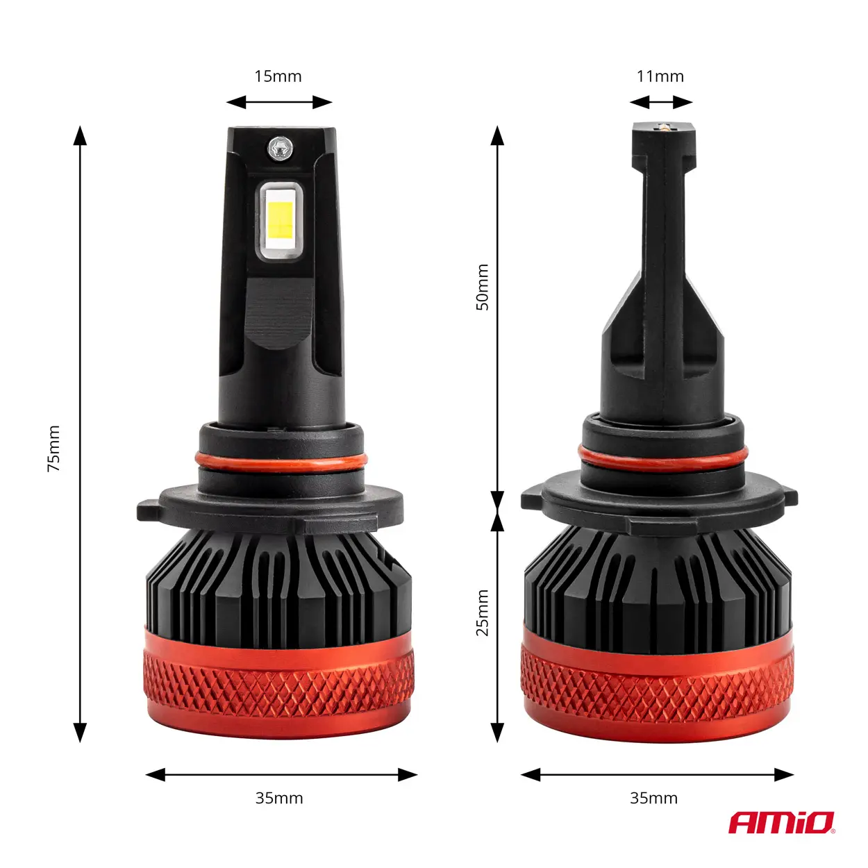 LED Pære HB3 9005 AMiO X3 Series +400% │ CANbus - sett 2 stk. Image 3