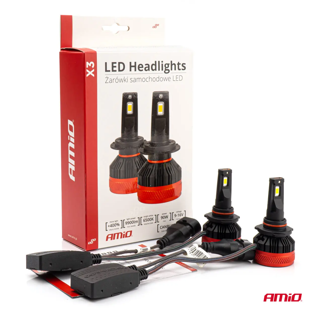 LED Pære HB3 9005 AMiO X3 Series +400% │ CANbus - sett 2 stk. Image 8
