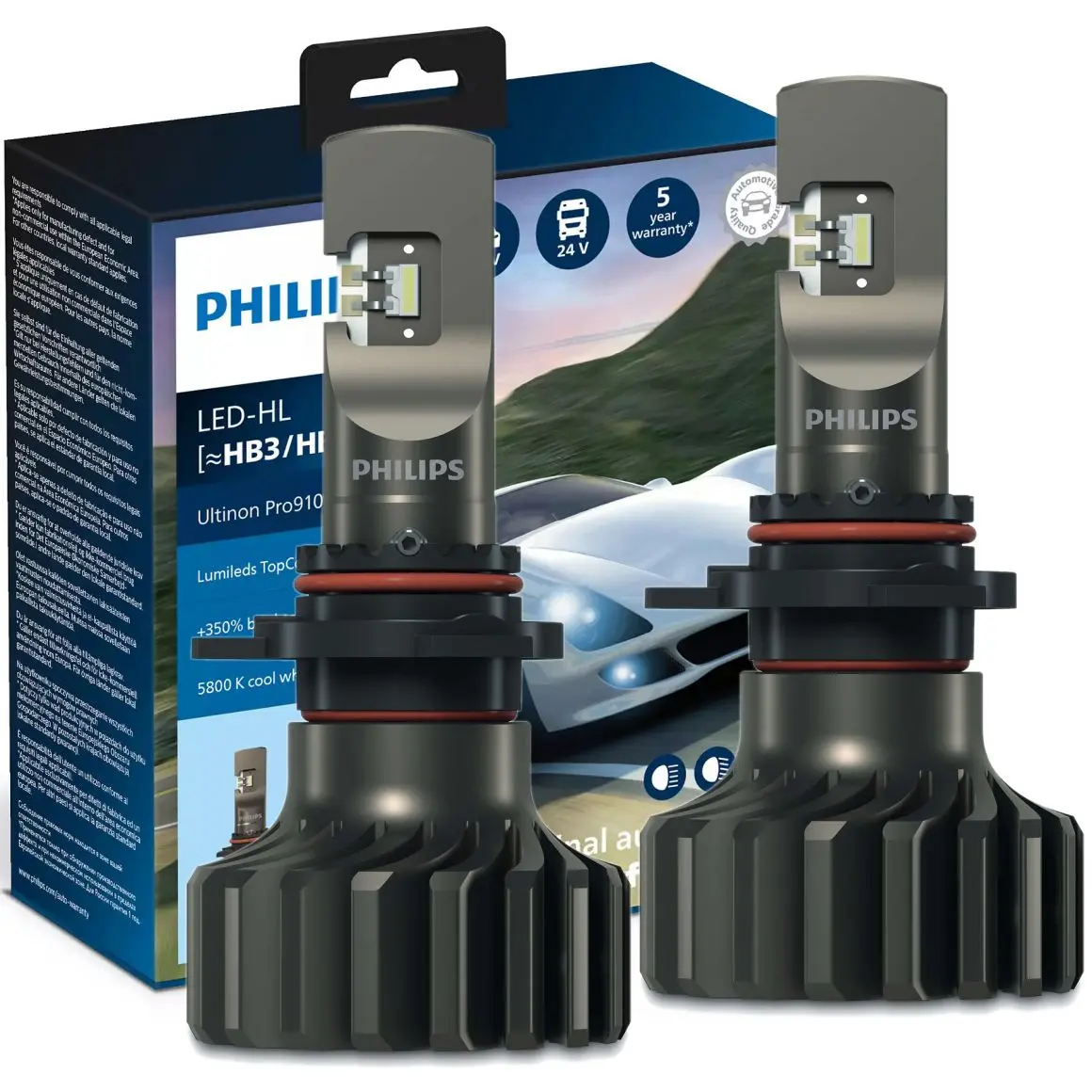 LED Pære HB3 / HB4 Philips Ultinon Pro9100 HL +350% Lumileds - sett 2 stk. – bilde 2