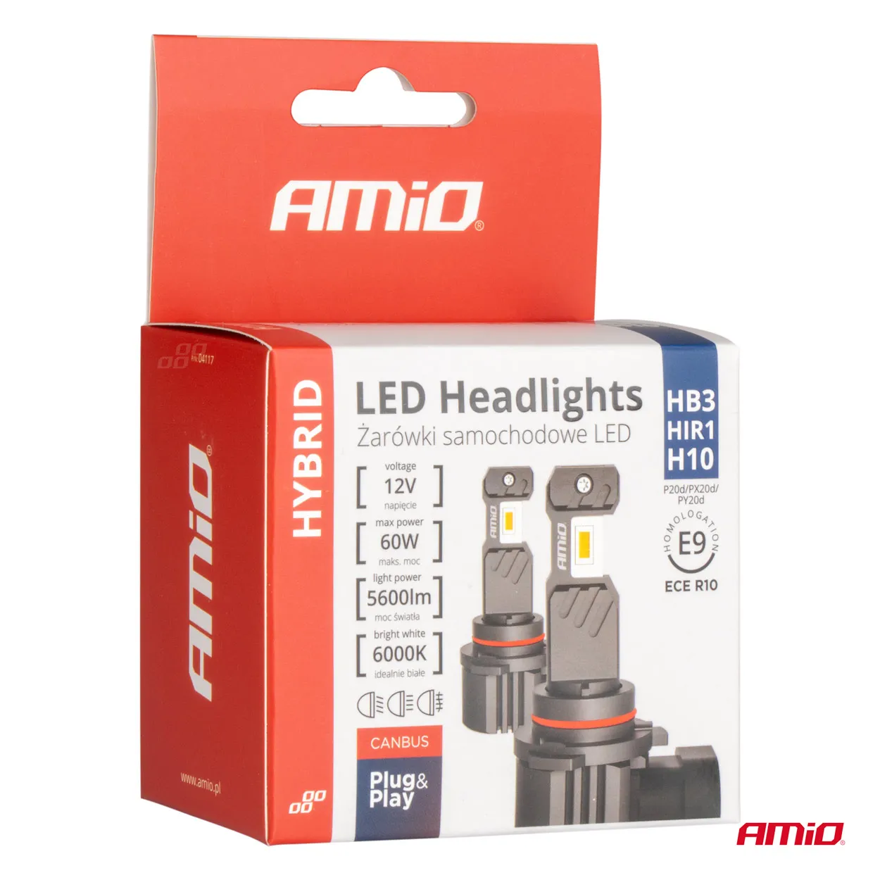 LED Pære HB3 HIR1 H10 AMiO Hybrid Series CSP Chip LED 6000K │ CANbus Plug&Play EasyFit  - sett 2 stk. Image 5