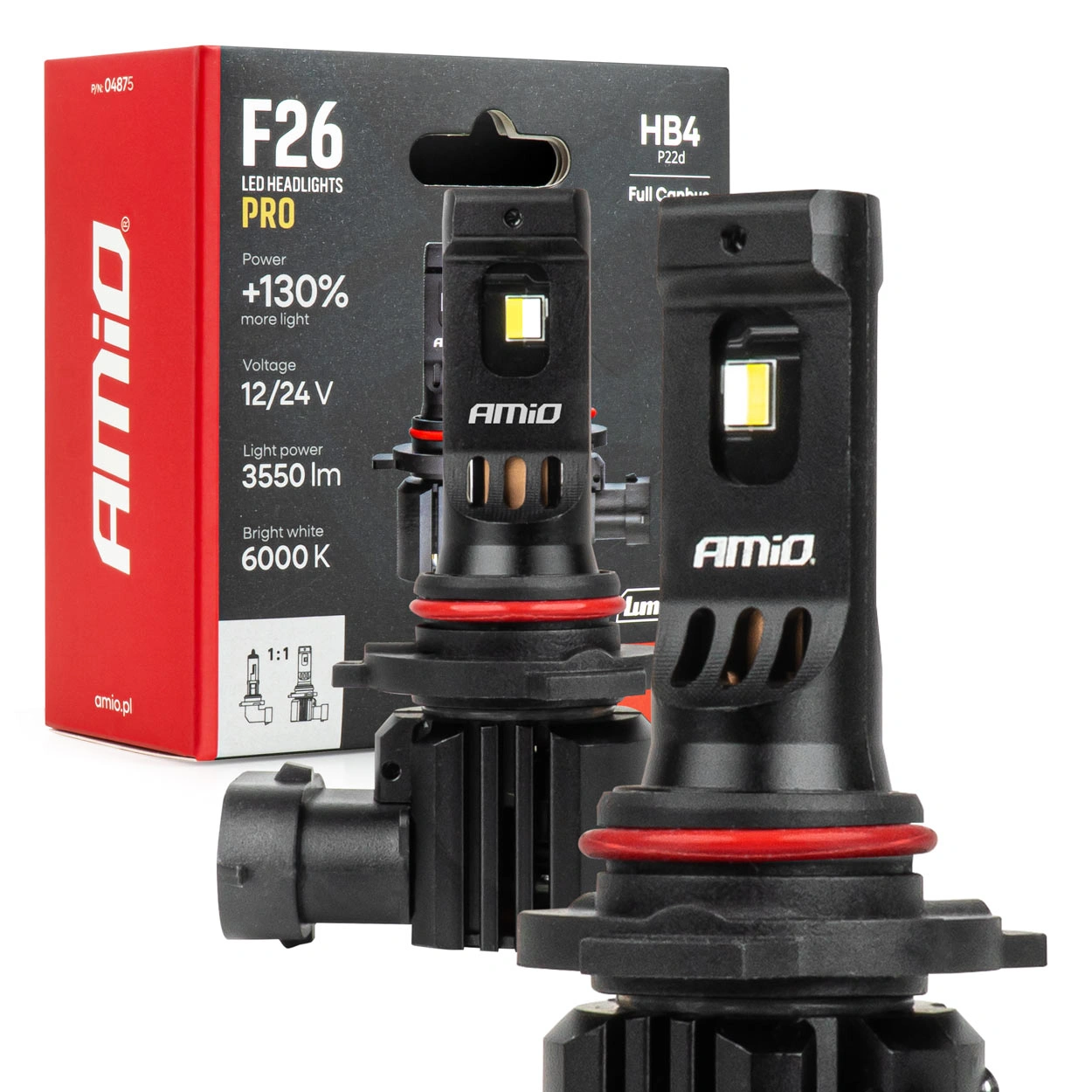 LED Pære HB4 Amio F26 Pro LumiTec LIMITED +130% DUO 6000K │ Full CANbus Plug&Play 68W  - sett 2 stk.