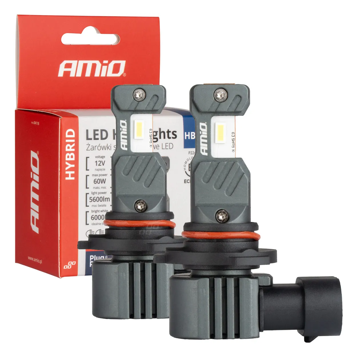 LED Pære HB4 AMiO Hybrid Series CSP Chip LED 6000K │ CANbus Plug&Play EasyFit - sett 2 stk.