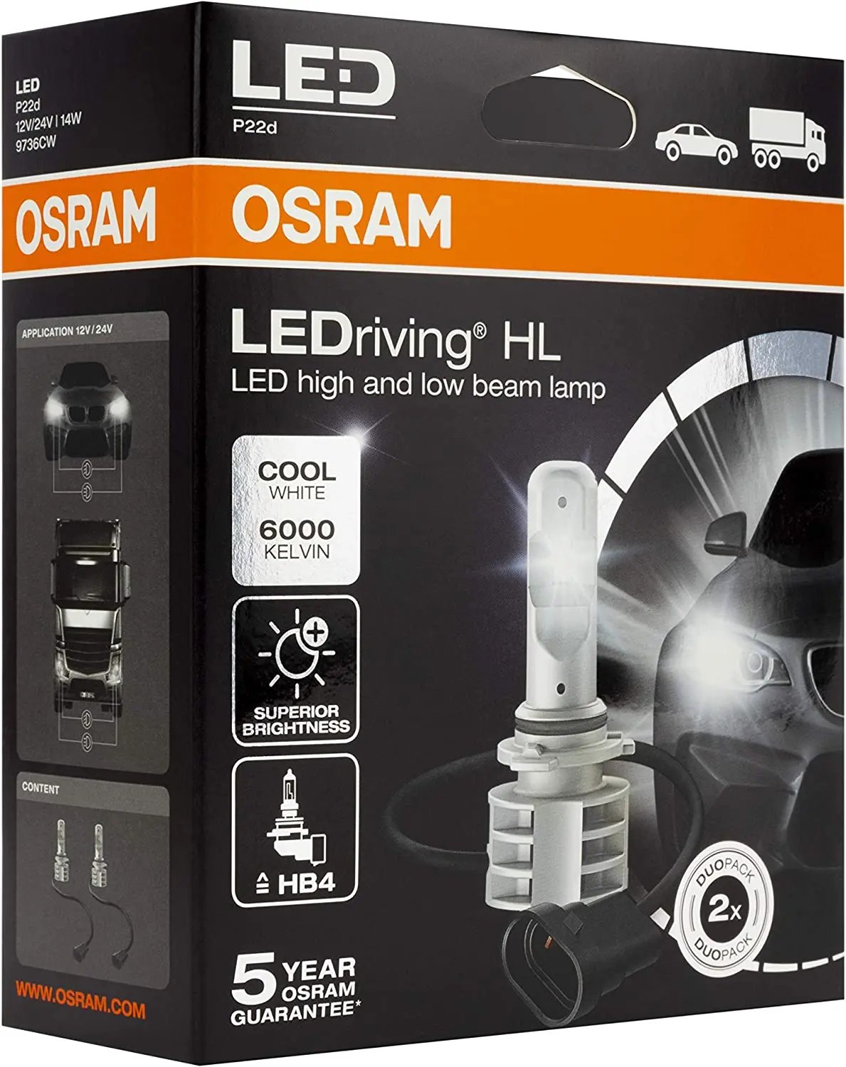 LED Pære HB4 Osram LEDriving HL Gen2 - sett 2 stk. – bilde 3