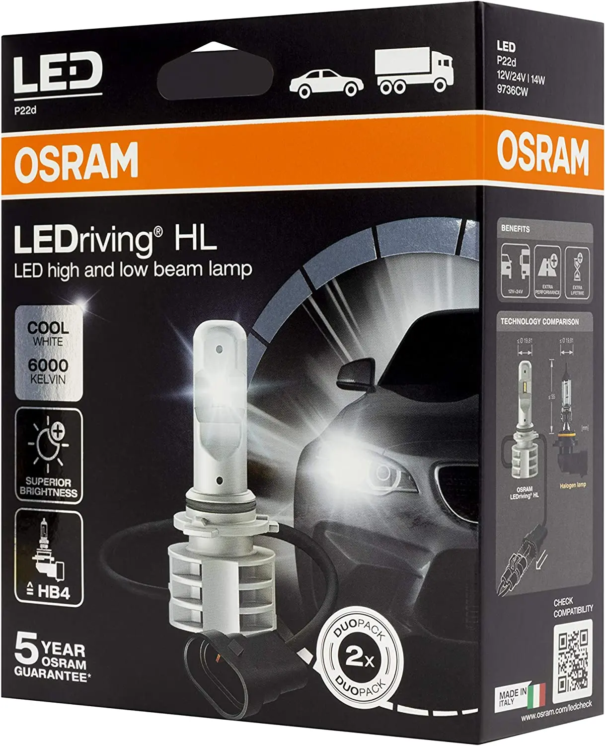 LED Pære HB4 Osram LEDriving HL Gen2 - sett 2 stk. – bilde 5