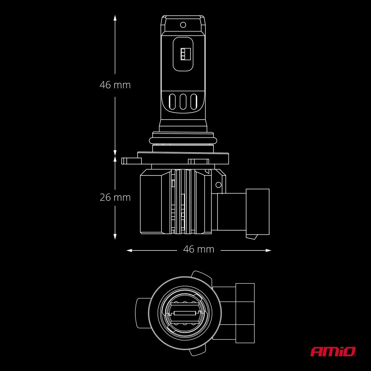 LED Pære HIR2 Amio F26 Pro LumiTec LIMITED +130% DUO 6000K │ Full CANbus Plug&Play 68W  - sett 2 stk. – bilde 5
