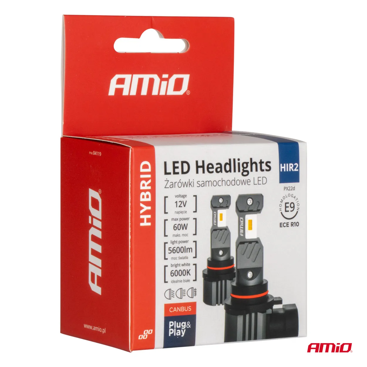 LED Pære HIR2 AMiO Hybrid Series CSP Chip LED 6000K │ CANbus Plug&Play EasyFit - sett 2 stk. – bilde 5