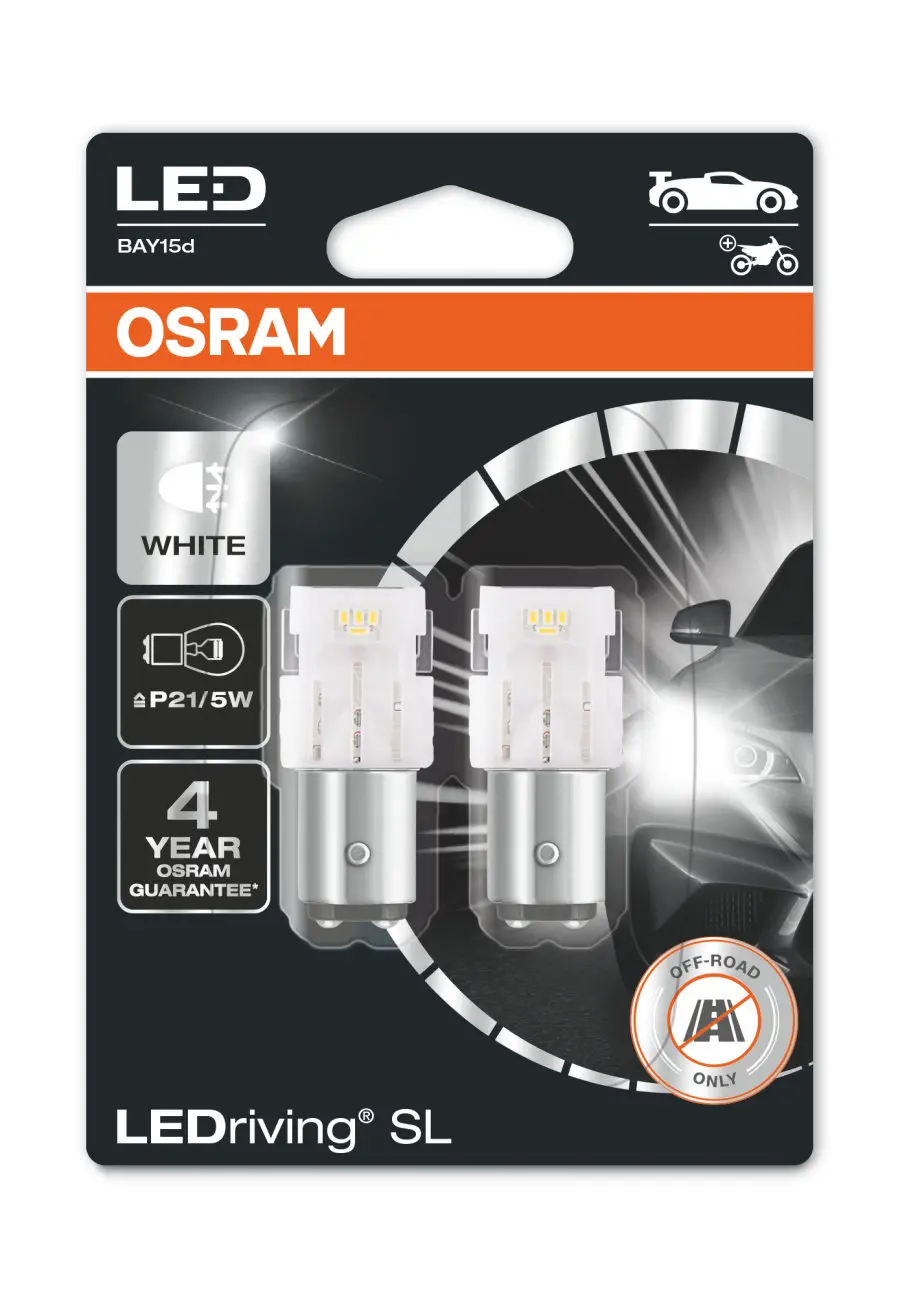 LED Pære P21/5W  Osram LEDriving SL White - sett 2 stk.