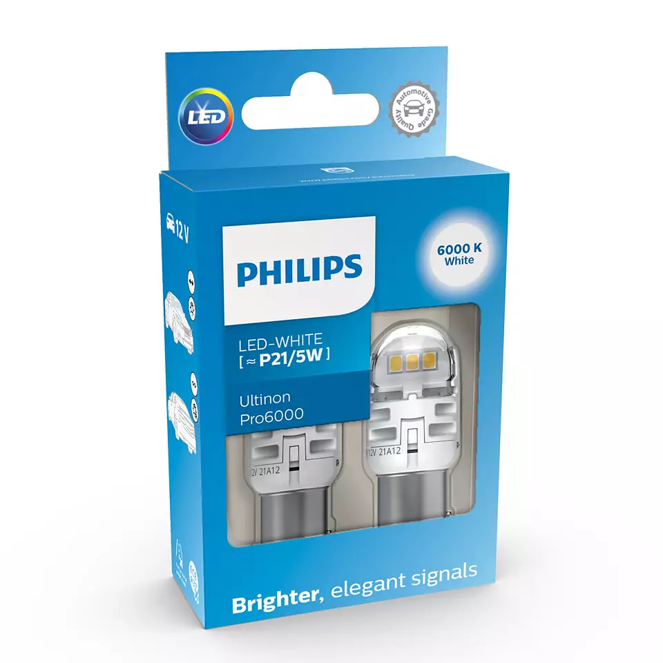 LED Pære P21/5W Philips Ultinon Pro6000 SI White - sett 2 stk.
