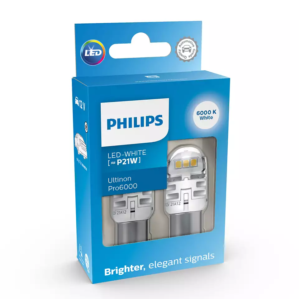 LED Pære P21W Philips Ultinon Pro6000 SI White - sett 2 stk. Image 1