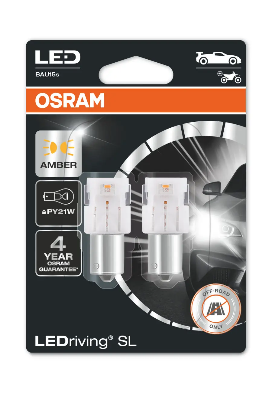 LED Pære PY21W Osram LEDriving SL Orange - sett 2 stk.