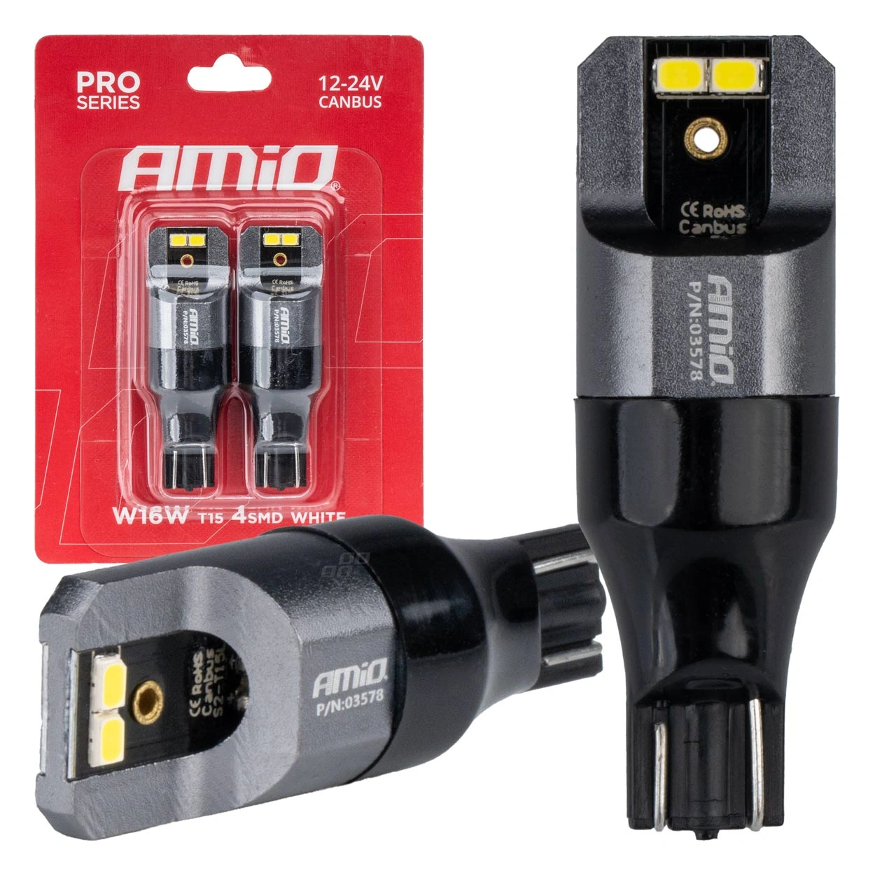 LED Pære W16W (T15) Pro 4x2016 SMD White │ CANbus - sett 2 stk.