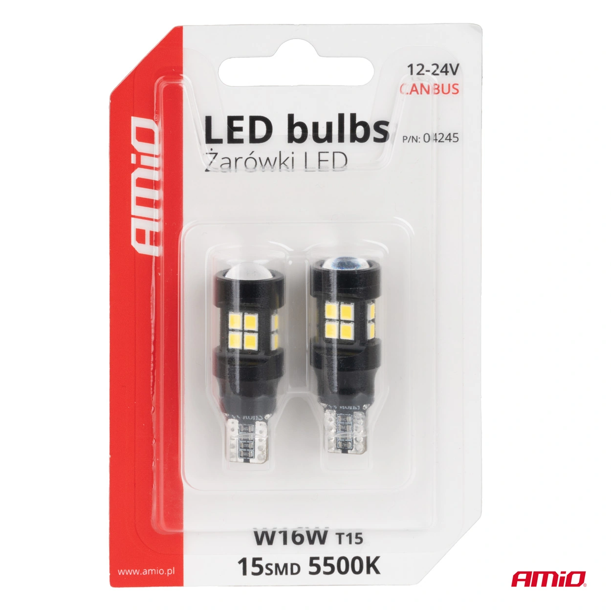 LED Pære W16W T15 Retrofit │ CANbus - sett 2 stk. Image 6