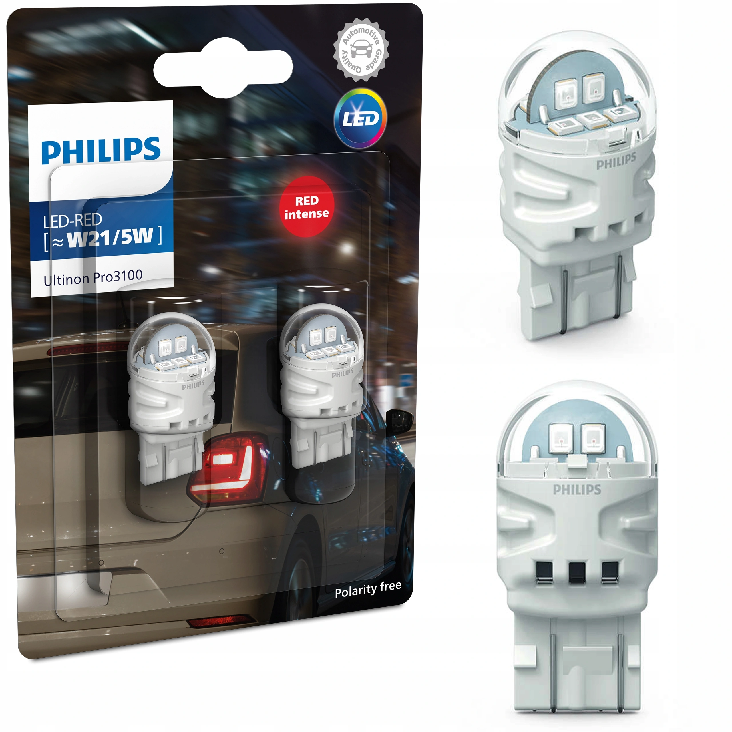 LED Pære W21/5W Philips Ultinon Pro3100 RED - sett 2 stk. Image 1