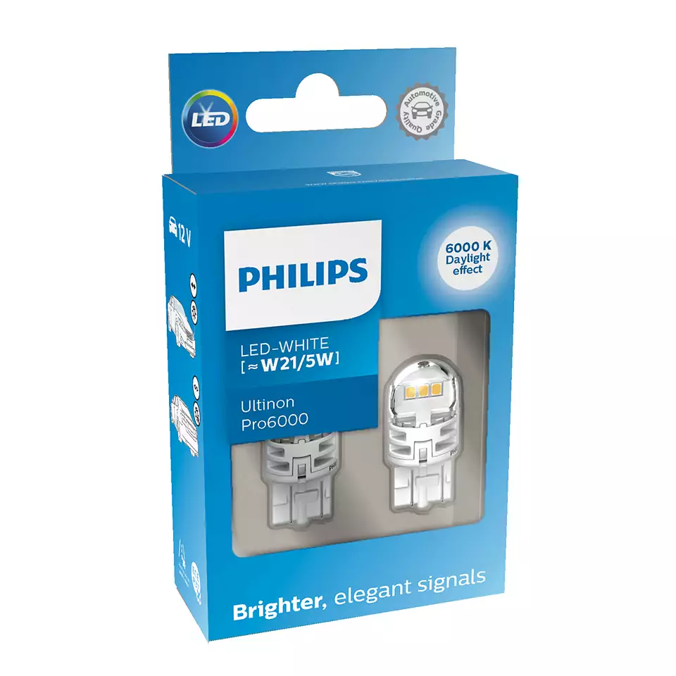 LED Pære W21/5W Philips Ultinon Pro6000 SI White - sett 2 stk. Image 1