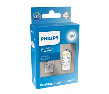 LED Pære W21W Philips Ultinon Pro6000 SI White - sett 2 stk.