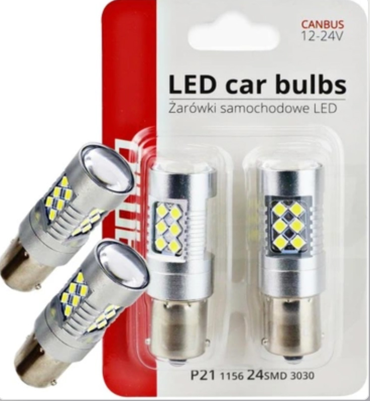LED Pære W21W White │ CanBUS 3030 24SMD T20 - sett 2 stk. Image 1
