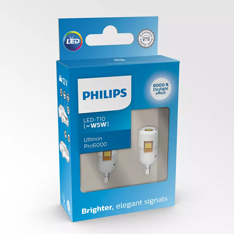 LED Pære W5W Philips Ultinon Pro6000 SI White - sett 2 stk. Image 1