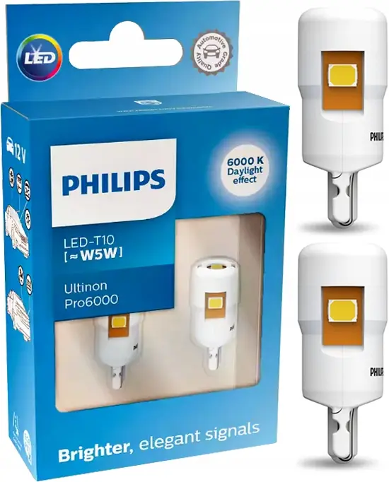 LED Pære W5W Philips Ultinon Pro6000 SI White - sett 2 stk. Image 5