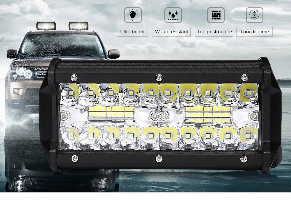 Ledbar Cree Fjernlys 120W 12-24V - sett 2 stk. – bilde 3