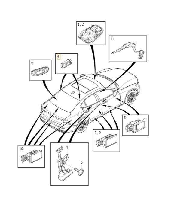 Leselampe bak Volvo S60 / S90 / V60 / V60 Cross Country / V90 / V90 Cross Country │ Genuine® venstre side