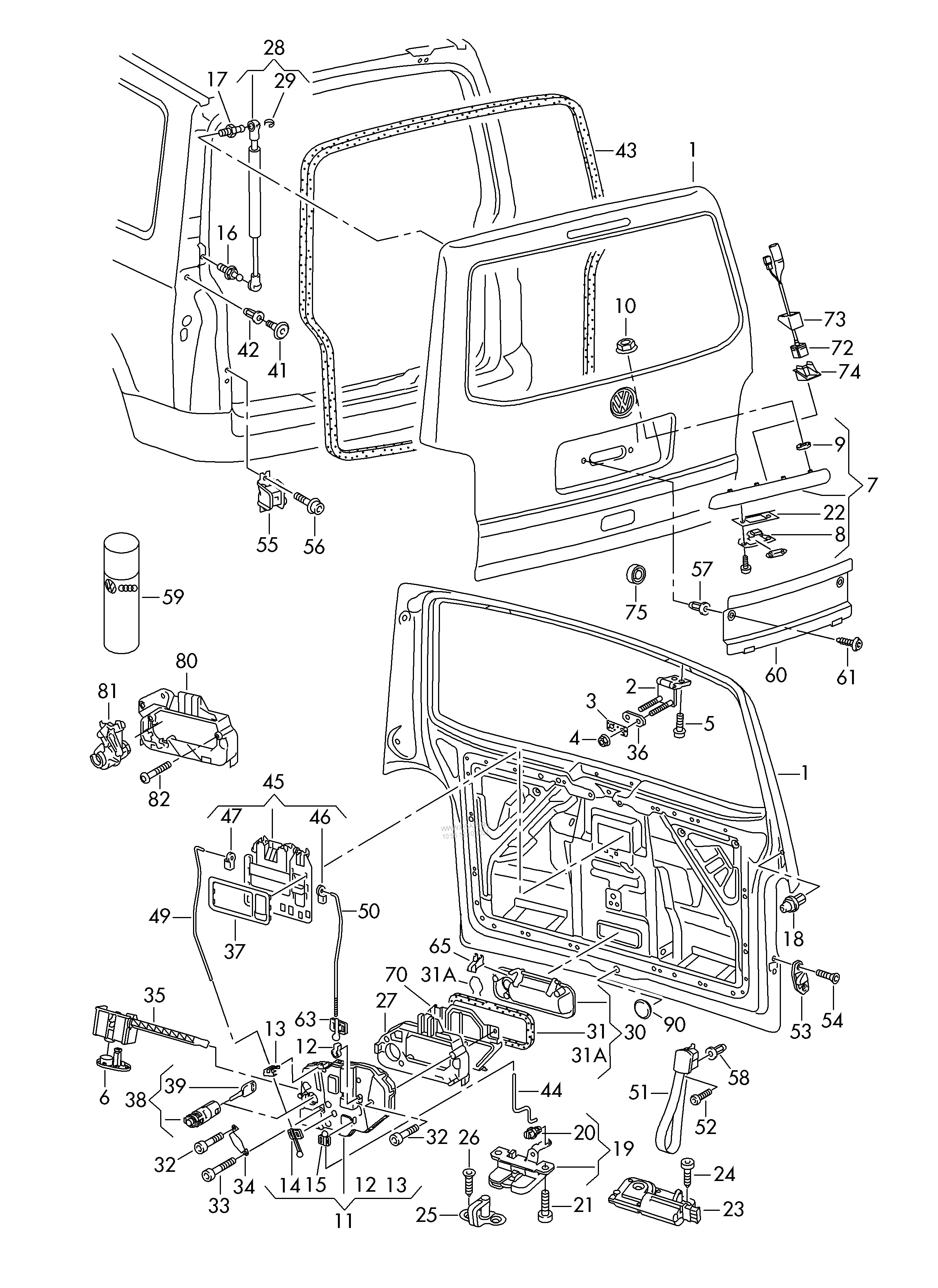 List med skiltlys bak VW T5 2003 - 2015  │ hel bakluke - Genuine® – bilde 5