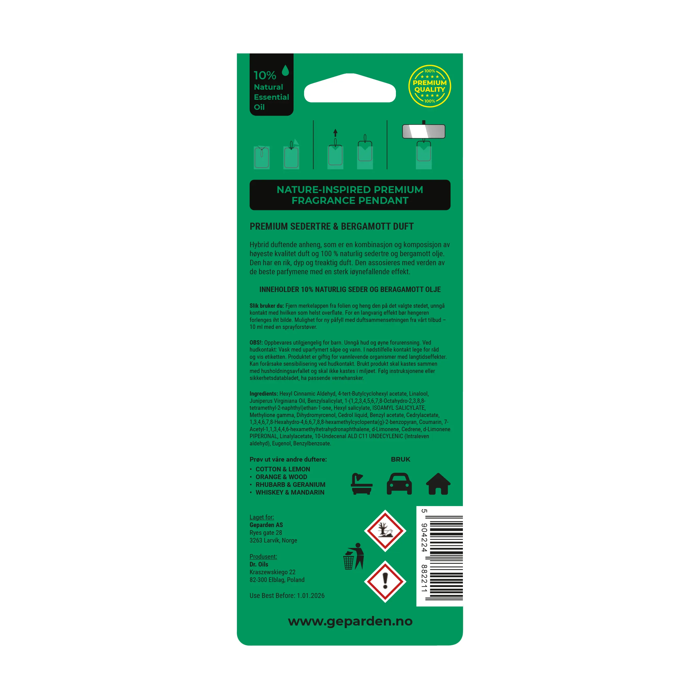 Luftfrisker Cedarwood og Bergamot | 100% Naturlig Bergamotolje – bilde 2