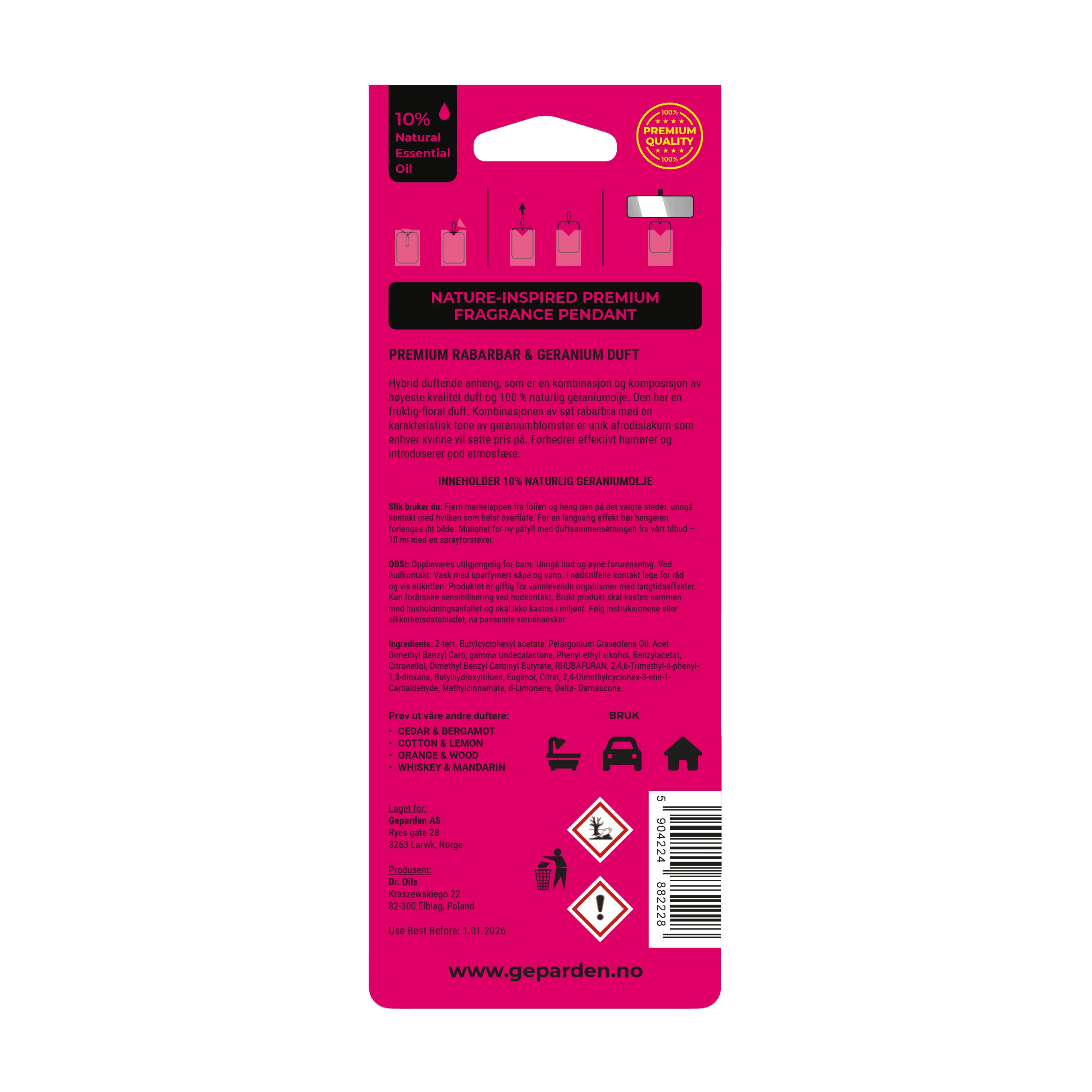 Luftfrisker Rhubarb og Geranium | 100% Naturlig Geraniumolje – bilde 2