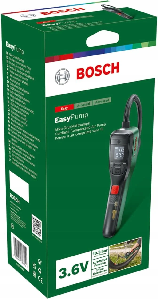 Luftkompressor Bosch EasyPump -  med batteri som kan lades, bærbar, digital - akkumulator pumpe 10 bar – bilde 9