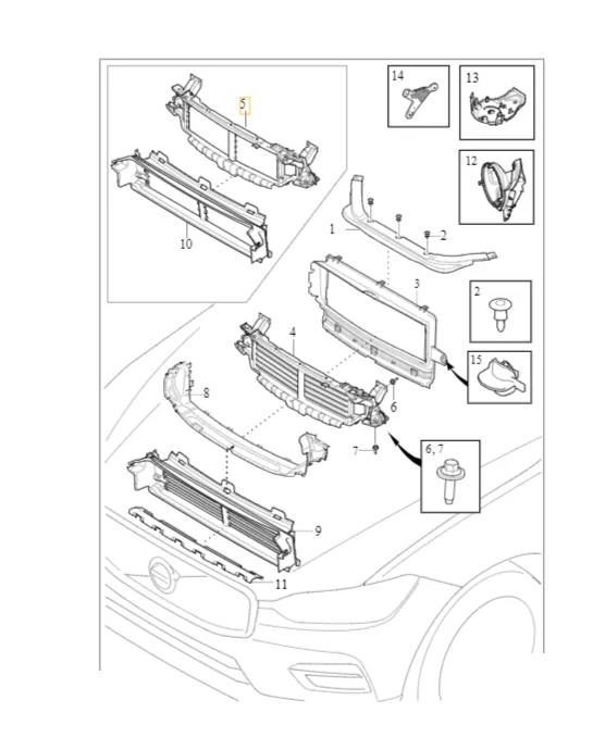 Luftleder foran Volvo XC60 2008 -> │ Genuine®