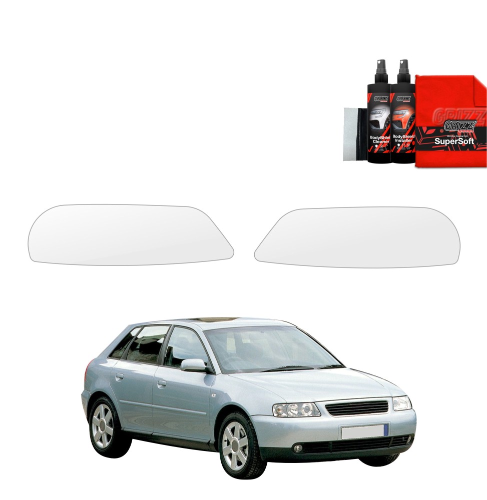 Lyktbeskyttere Audi A3 8L (5D) 1999 - 2003 │ PPF beskyttelsesfolie Gjennomsiktig BodyShield