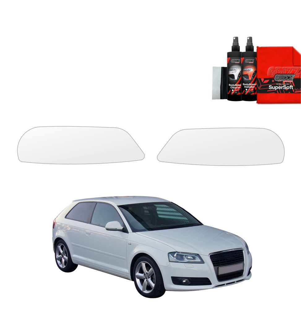 Lyktbeskyttere Audi A3 8P (3D) 2003 - 2008 │ PPF beskyttelsesfolie Gjennomsiktig BodyShield