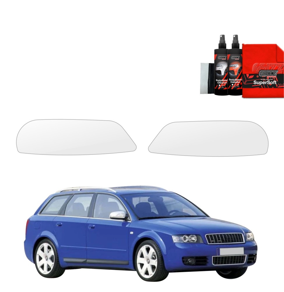 Lyktbeskyttere Audi A4 (B6) 2000 - 2006 │ PPF beskyttelsesfolie Gjennomsiktig BodyShield
