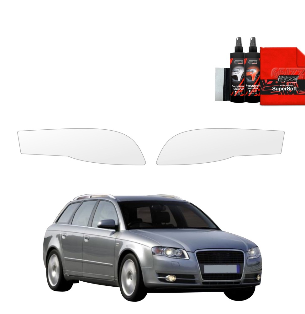 Lyktbeskyttere Audi A4 (B7) 2004 - 2007 │ PPF beskyttelsesfolie Gjennomsiktig BodyShield