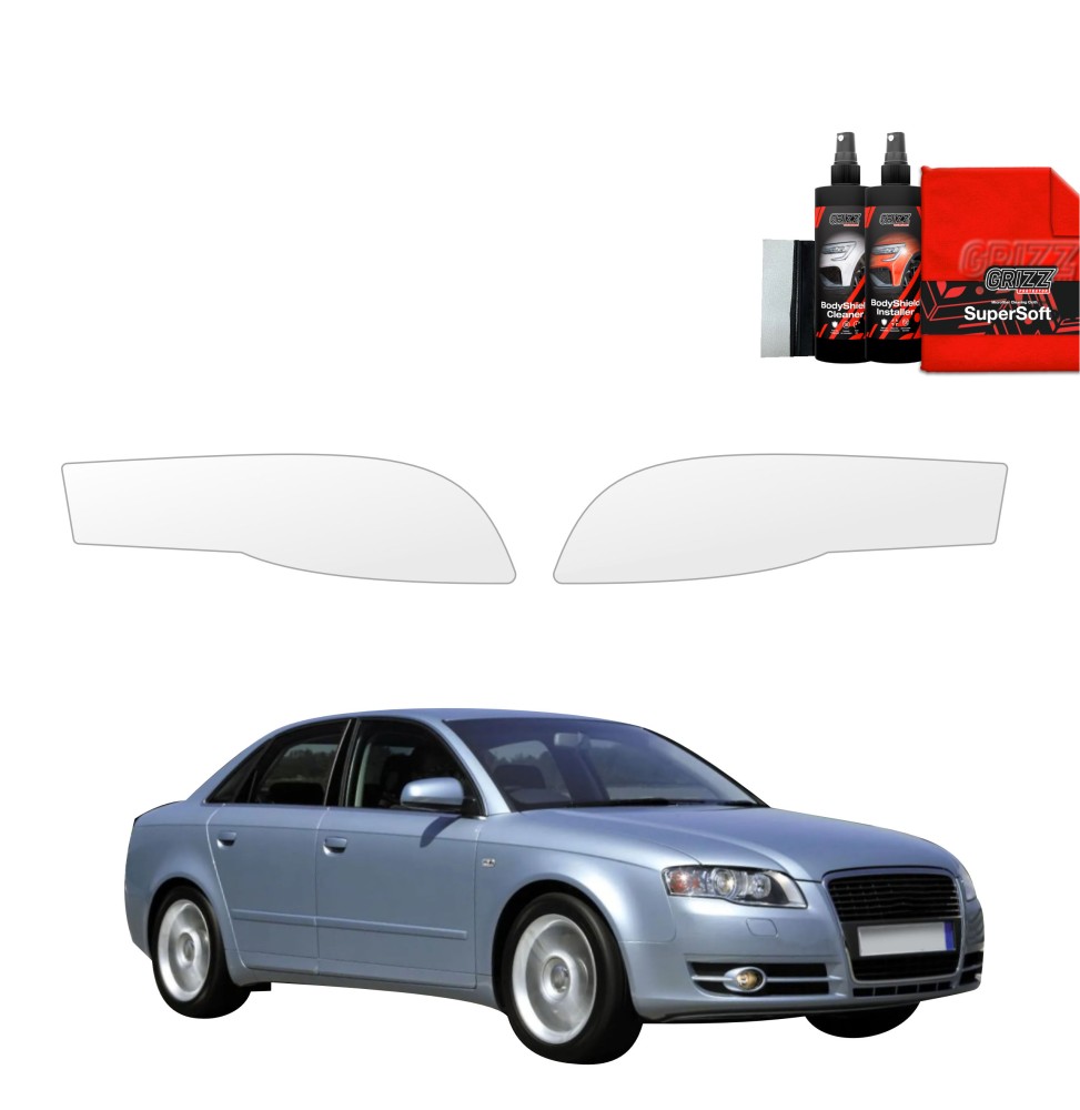 Lyktbeskyttere Audi A4 (B7) 2004 - 2007 │ PPF beskyttelsesfolie Gjennomsiktig BodyShield