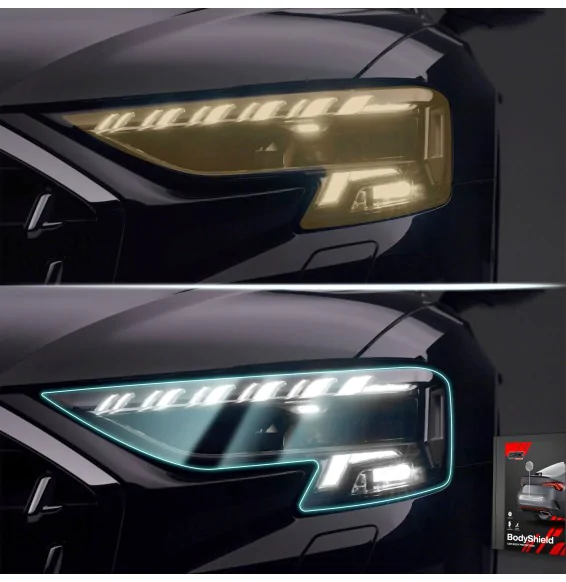 Lyktbeskyttere Audi A4 (B8) 2007 - 2011 │ PPF beskyttelsesfolie Gjennomsiktig BodyShield – bilde 2