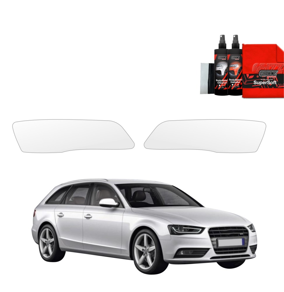 Lyktbeskyttere Audi A4 (B8) Facelift 2011 - 2015 │ PPF beskyttelsesfolie Gjennomsiktig BodyShield