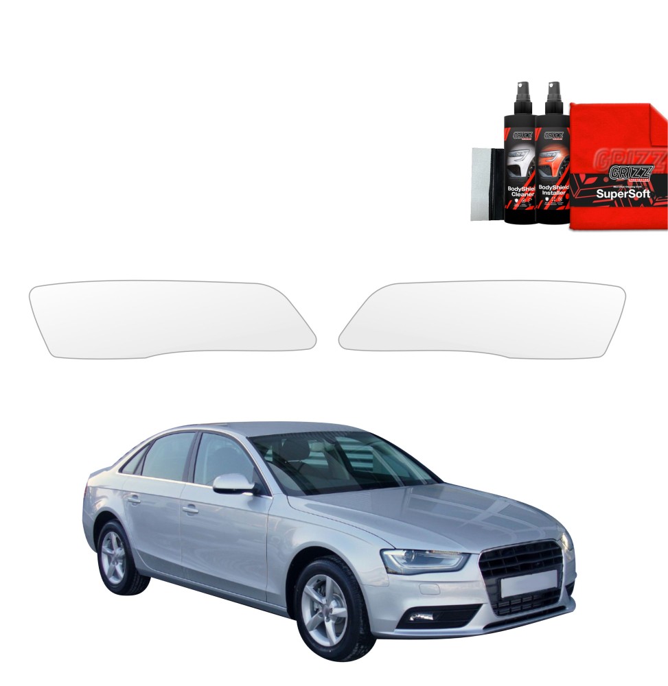 Lyktbeskyttere Audi A4 (B8) Facelift 2011 - 2015 │ PPF beskyttelsesfolie Gjennomsiktig BodyShield